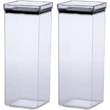 Imagem de Kit 02 Potes Hermético Organizador Multiuso 2200ml Quadrados Bpa Free Resistente Empilhável Mantenha A Cozinha Organizada