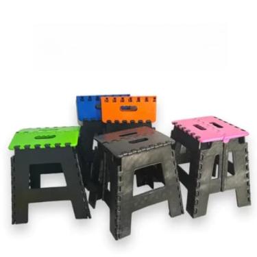 Imagem de Banquinho Banqueta Dobrável De Plástico Até 100 Kg Resistente Para Viagem(Verde)