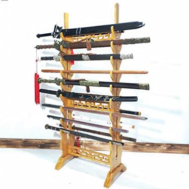 Imagem de Suporte de espada suporte para espadas e katanas: suporte de solo multicamada para exibição de armas, cabide vertical para espadas de artes marciais de 16 a 24 níveis, cabide para flautas, canas