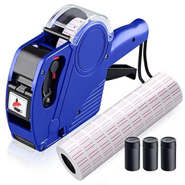 Imagem de MX5500 8 dígitos para etiqueta de preço, kit de pistola de preço com 3 pistolas de preço de refil de tinta, etiqueta premium para etiquetas, preço para escritório, varejo, supermercado, organização (azul)