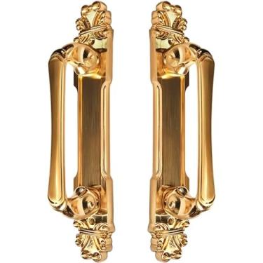 Imagem de Puxador Duplo Mozart 280mm Porta Pivotante Correr Passagem Madeira Vidro Colonial Clássico Rústico Maxima Metais (Dourado Escovado)