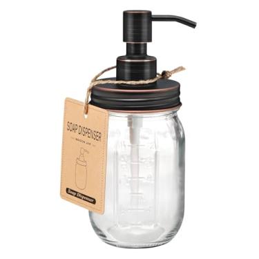 Imagem de Amolliar Dispensador de sabão líquido Mason Pote, dispensador de vidro de loção de 473 ml, decoração fofa de casa de fazenda para cozinha, banheiro, dispensador recarregável para sabonete de mão
