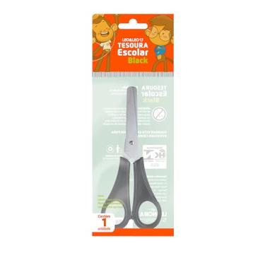 Imagem de TESOURA ESCOLAR BLACK INOX 130MM CABO PRETO CX/24UND LEOELEO