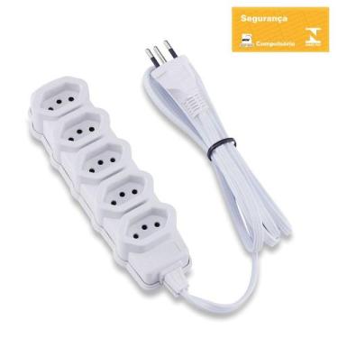 Imagem de Extensão Elétrica Reforçada 3 Metros Tripolar Compact Branca 5p 10a/25