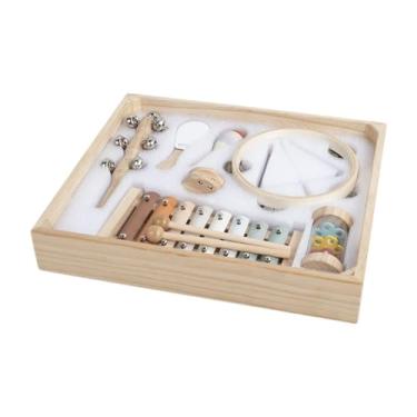 Imagem de TTETTZ Conjunto de brinquedos de percussão com xilofone, maracas, 8 peças, brinquedos educativos pré-escolares com caixa de armazenamento, instrumentos
