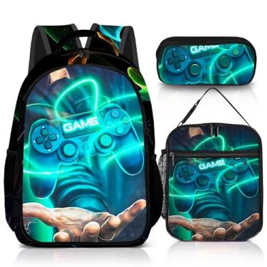 Imagem de jvycjlu Conjunto de mochila de jogos para meninos, mochila de jogos, lancheira para meninos e bolsa de lápis para crianças, 42 cm, Game-lzwj-4, GAME-LZWJ-4, Mochilas de viagem