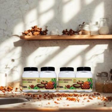 Imagem de Kit 4 Potes Porta Condimentos de Plástico Tempero 200ml Tiba