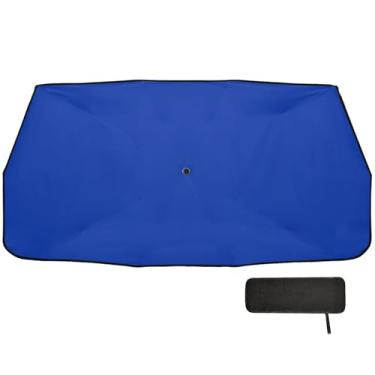 Imagem de Para-brisa de carro azul internacional sombra de sol dobrável bloqueio UV janela de carro blackout 147.3x75.4 cm guarda-chuva carro sombra