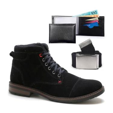 Imagem de Bota Coturno Masculina Com Carteira E Cinto Épico Moderna Casual Dia A Dia Confortavel