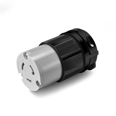 Imagem de Aweking Tomada fêmea NEMA L5-20C com certificação UL, 20A 20 A, CA 125V 125 volts, fio 2 polos-3, aterramento, trava torção, preto cinza, pinos de cobre