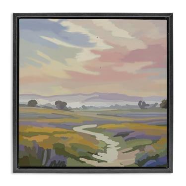 Imagem de Stupell Industries Lavender Fields Beneath Sunset Black Framed Floater Canvas Wall Art Design por Amelia Noyes, 25 x 25