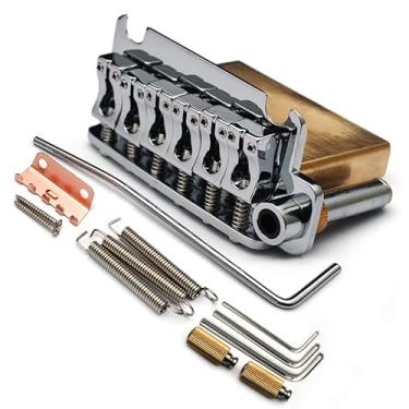 Imagem de SAPHUE Ponte De Tremolo Para Guitarra 83,5 X 40,5 Cordas Apoio 54,5 Mm (5 10,9 Mm) Bloco Latão Maciço Superfície Curvada Sela Cromada (Latão,