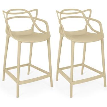 Imagem de Kit 2 Banquetas Média Allegra 66cm Design Cozinha/bancada - Nude