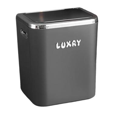 Imagem de Fenteer Lixeira Cesto de lixo Retângulo Resistente Multiuso Recipiente de lixo Lixeira Lixeira para Garagem Banheiro Canto Quarto, Cinza com Tampa