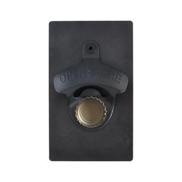 Imagem de HAIICEN Abridor magnético de garrafa de parede abridor de tampa de cerveja preto autoadesivo para parede de tijolo de vidro liso não férrico