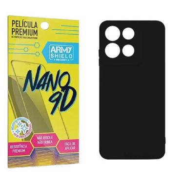Imagem de Capa Preta Para Moto G15 + Película de Cerâmica 9D - Armyshield