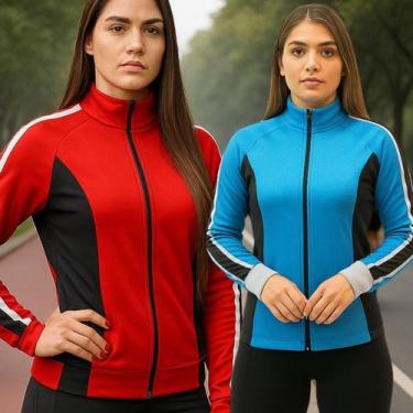 Imagem de Kit 2 Camisetas Ciclismo Feminina Dry Fit Bolso Costas Elástico Tecido