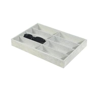 Imagem de Justsoso Bandeja organizadora de joias para óculos de sol, bandeja de exibição de óculos de veludo cinza, suporte de armazenamento para mesa de casa ou expositor de vendas