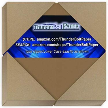Imagem de 50 folhas de papel de cartolina colorida marrom - 10 x 10 cm tamanho de cartão quadrado pequeno - 36 kg/capa de libra | Peso do cartão 216 GSM - Fibra Kraft natural com manchas mais escuras - Acabamento ligeiramente áspero