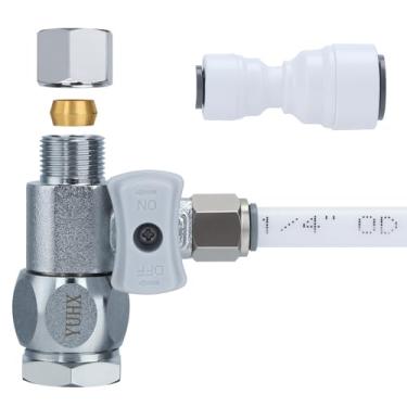 Imagem de Adaptador de cabo de metal YUHX 1/4" OD Push Fit Angle Stop para sistema de purificador de água