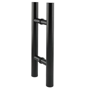 Imagem de Alise Puxador de porta de vidro duplo de chuveiro de 40,64 cm, tubular de costas para trás, SUS304 aço inoxidável preto fosco