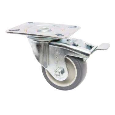 Imagem de (8pçs) Rodizio Girat. 3pol. Pvc Placa C/ Freio 60kg Por Roda - RODILIN