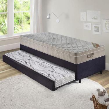 Imagem de Bicama Box 88x188 Suede Preto com Colchão Airtech Ortobom - B&G