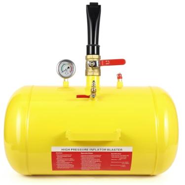 Imagem de Assento de contas de pneu pneumático de 10 galões, ferramenta Blaster de assento 145 PSI máx. com manômetro de pressão e alça, tanque de inflação de pneu de ar resistente para pneus de carro,
