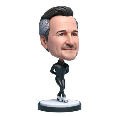 Imagem de Boneco patinador personalizado que balança a cabeça em roupa preta, presente ideal para entusiastas de esportes no gelo, pai, namorado, irmão, graciosa, decoração de mesa, lembrança feita à mão