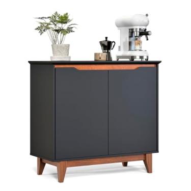 Imagem de Aparador Buffet Flow 2 Portas com Pés de Madeira Maciça (Preto)