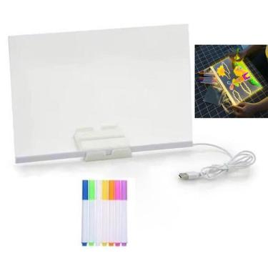 Imagem de Lousa Luminaria LED Quadro Caneta Desenho Recado Anotaçao Escrita Mesa