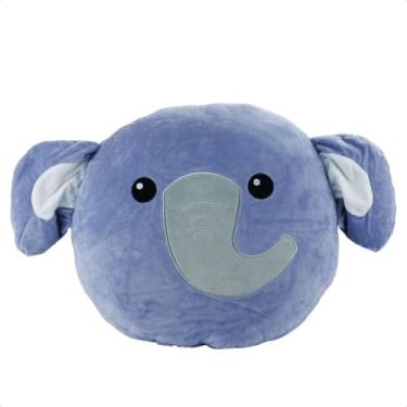 Imagem de Almofada Rosto Elefante Girafa 35x40cm Pelúcia Antialérgico (Elefante Cinza)