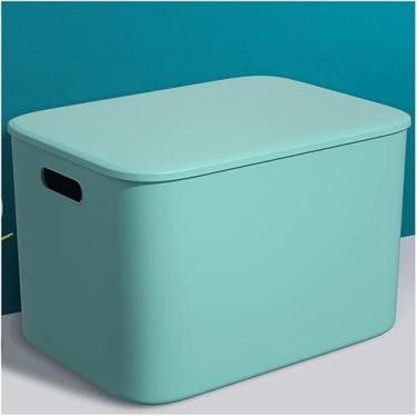 Imagem de Caixa De Armazenamento Com Tampa, Caixa De Lanche De Plástico Colorido Organizador De Classificação De Mesa Cesta De Armazenamento Portátil De Brinquedos De Cozinh, Green, 10 * 14.2 * 9.4in