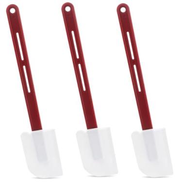 Imagem de Espátula de borracha de silicone, pacote com 3 espátulas comerciais de silicone de 25 cm, conjunto de espátulas de borracha para assar resistentes a altas temperaturas, antiaderentes e laváveis na