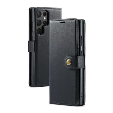 Imagem de YOGISU Capa protetora de couro luxuosa com flip magnético para Galaxy S8 Plus (para Galaxy S8 Plus/preto)