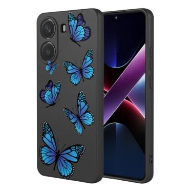 Imagem de HTXWXJC Capa de telefone para Xiaomi Poco X7 Pro, 2412DPC0AG Redmi Turbo 4 Capa à prova de choque flexível bumper TPU capa macia padrão borboleta capa de telefone para Xiaomi Poco X7 Pro 5G borboleta
