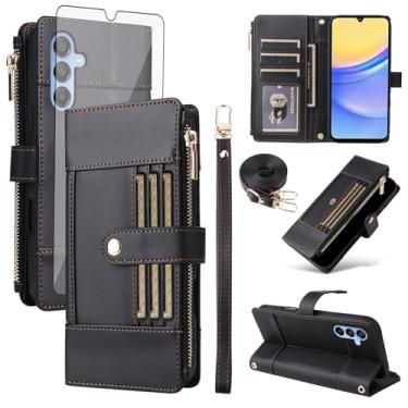 Imagem de Asuwish Capa de celular para Samsung Galaxy A16/A26 5G carteira celular com protetor de tela de vidro temperado bloqueio RFID alça transversal flip compartimento para cartão A 16 26 16A 26A 4G
