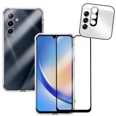 Imagem de Kit Capinha Antishock Transparente + Película de Vidro 3D + Lente Câmera para Galaxy A34 5G