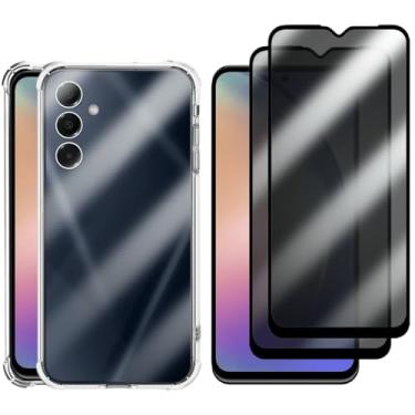 Imagem de Kit Capa + 2 Películas de Privacidade 3D para Samsung Galaxy A54 5G | Anti-Impacto | Transparente | Capinha Transparente + Película Anti Espião Para Samsung Galaxy A54