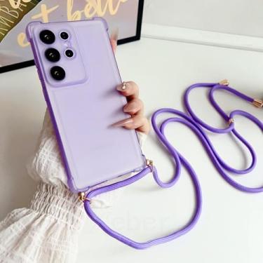 Imagem de Capa para Samsung A55 5G, cordão transversal, magnético fosco, com cordão para carregamento sem fio (para Samsung A55 5G/roxo)