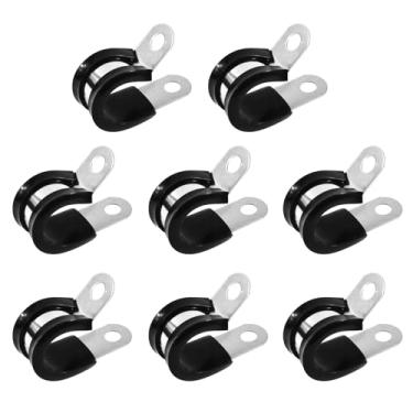 Imagem de FOCMKEAS 8 peças de grampos de metal isolados acolchoados de 20 mm. Braçadeiras de cabo tipo R de aço inoxidável 3/4 para tubo, linha, suporte de mangueira de ar, suporte de mangueiras, suporte de