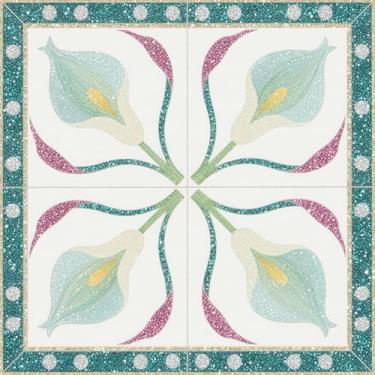 Imagem de HOMETITUTE 10 peças de azulejos florais de lírio Calla de 30,5 x 30,5 cm, destacam e colam adesivos removíveis para piso de vinil DIY para cozinha, banheiro, sala de estar, entrada, decoração de casa