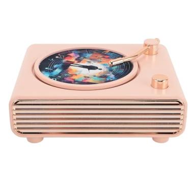 Imagem de Eujgoov Alto -falante Vintage Luz Colorida Small Wireless Speaker HiFi Record Player para Entusiastas da Música, Toca -discos para Salão de Estar, Bateria de íons de Lítio, Preto (Rosy)
