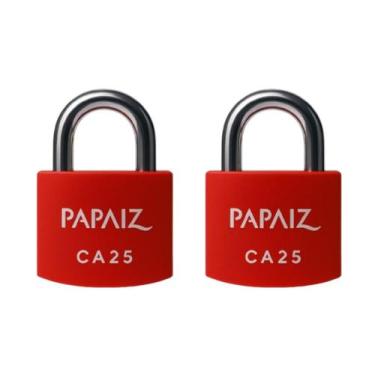 Imagem de Kit 2 Cadeados Papaiz CA25 Alumínio 25mm Vermelho