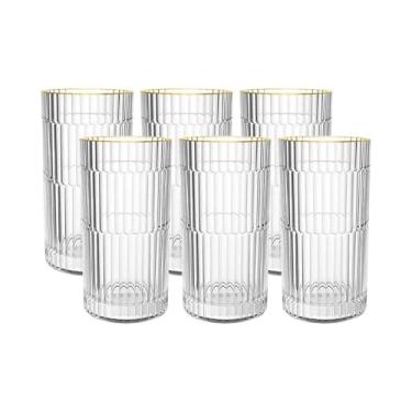 Imagem de Jogo de 6 Copos Altos em Vidro com Borda Dourada 370Ml A14,4Cm L Hermitage - Full Fit