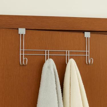 Imagem de Cabide para Porta com 4 Ganchos para Pendurar Toalha Roupas Bolsas e Acessórios Multiuso (1 UND) (Cromado)