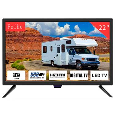 Imagem de Feihe TV de 55 cm, HDTV widescreen LED 1080p com sintonizadores digitais ATSC, TV de tela plana com HDMI/VGA/RCA/USB para cozinha, trailer, quarto, caravana (sem leitor de DVD)