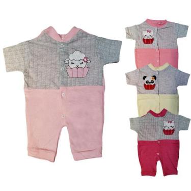 Imagem de Macacão Bebê Manga Curta Bordado Bichinho Recém Nascido - Koala Baby, 