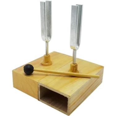 Imagem de Diapasão de ensino de ressonância de 440 Hz batedor de ressonância grupo diapasão de propagação de som com caixa de ressonância de madeira