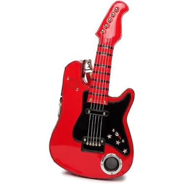 Imagem de Mochila Em Forma De Guitarra, Bolsa De Pu De Um Ombro, Bolsa Do Mensageiro, Pode Tocar Música, Red, 26 * 6.5 * 54cm